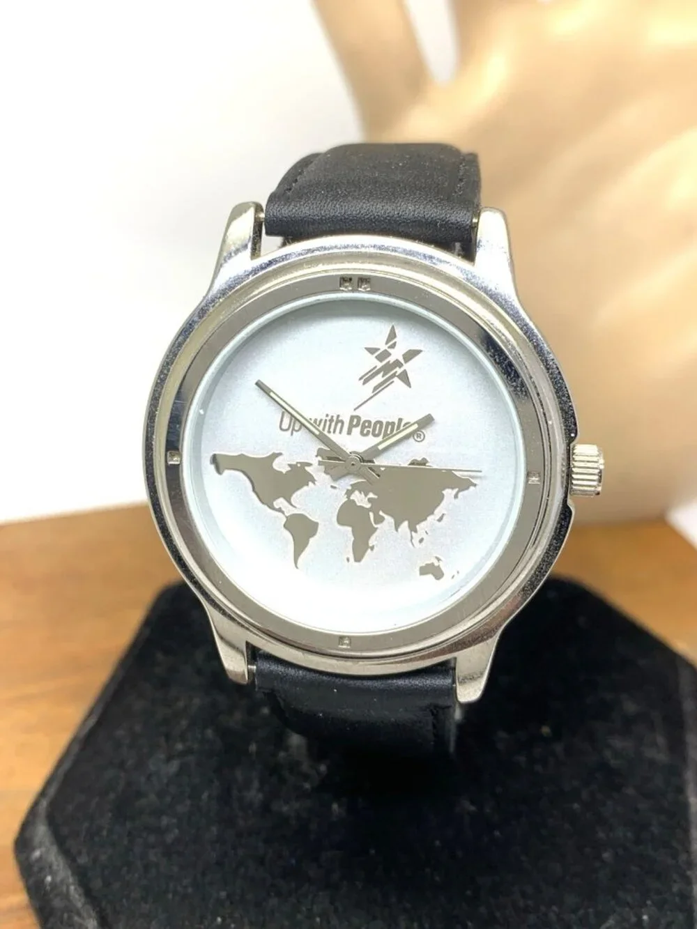 Sweda Up With People Foundation Mens Watch Quartz Silver Dial Black Leather 39mm